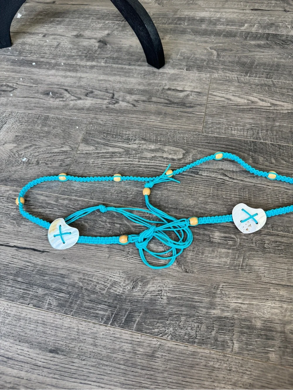Y2K Macrame Beaded Turquoise Beaded Heart Belt Comfortable Adjustable Accessory